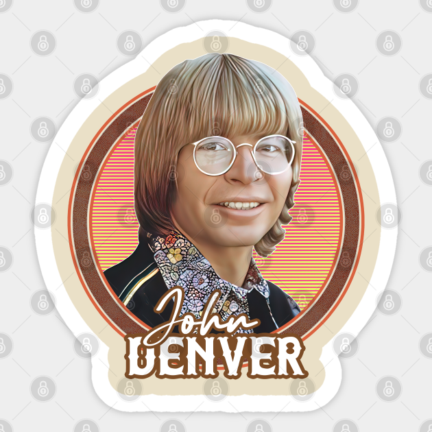 John Denver Retro Fan Artwork John Denver Sticker TeePublic